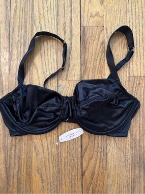 Victoria's Secret Body by Victoria Unlined Perfect Coverage Bra in black satin.